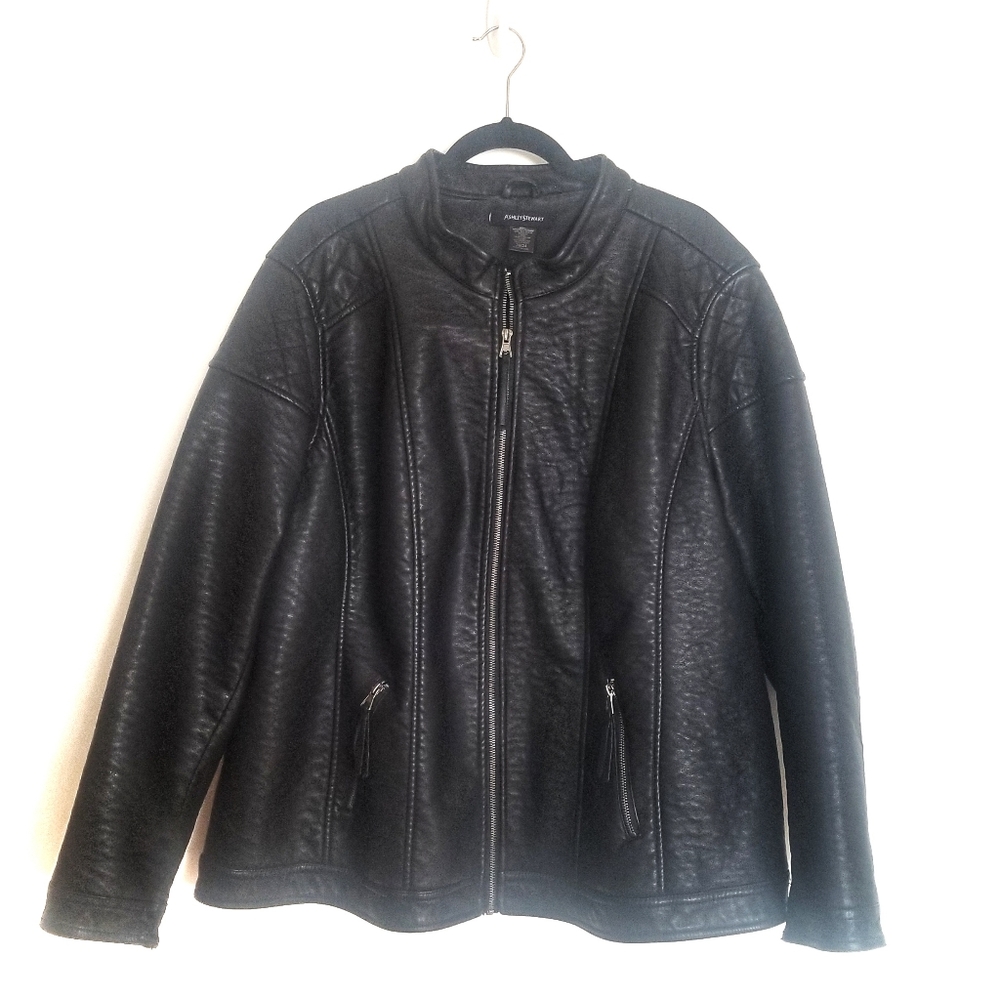 Ashley Stewart Zip Faux Leather Jacket 22/24